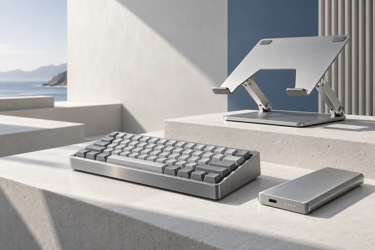 Sculptural aluminum laptop stand